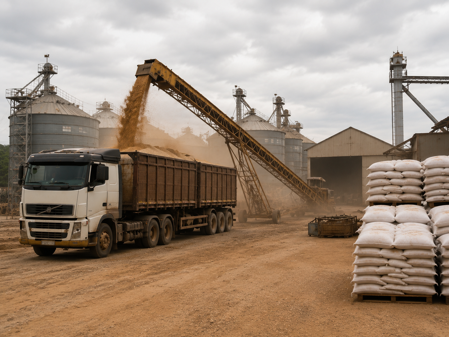 Caminhão graneleiro representando o risco das penalidades do IBS e CBS na logística agrícola